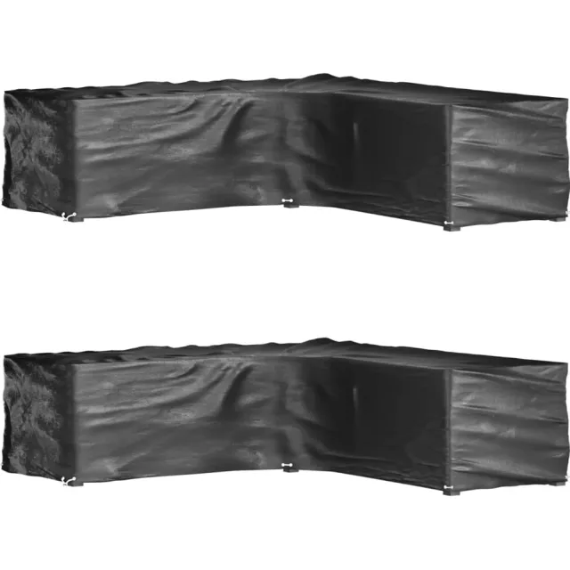 vidaXL Tuinmeubelhoezen L-vormig 2 st 16 oogjes 285x285x70 cm Zwart