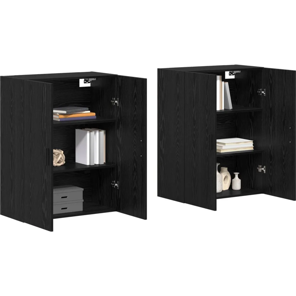 vidaXL Wandkast 2 st Zwart eiken 69,5 x 34 x 90 cm Bewerkt hout