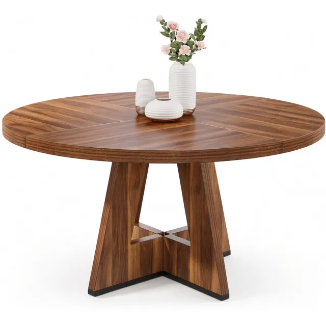 Mura Logistiek Mura Eettafel - Keukentafel - Ronde Tafel - Eetkamertafel - Dining Table - Rond Design - 120cm Diameter - Plek Voor 4 - Bruin