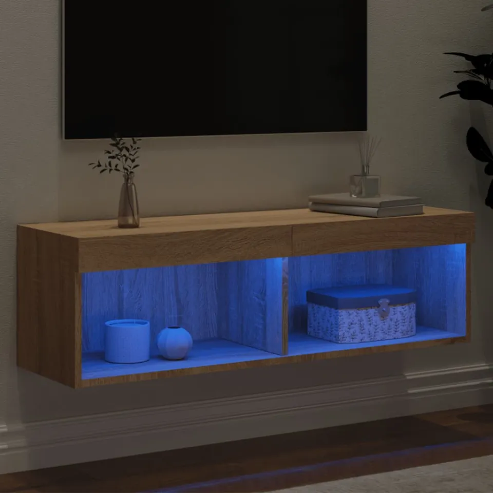 vidaXL Tv-meubel met LED-verlichting 100x30x30 cm sonoma eikenkleurig, foto 4