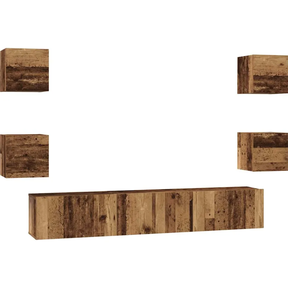 vidaXL Tv-meubelset 7 st 60 x 30 x 30 cm Oud Hout bruin, foto 3