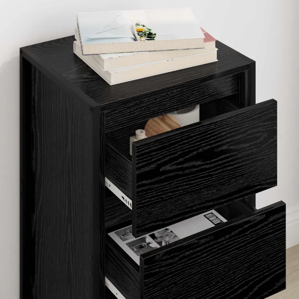 vidaXL Dressoir Zwart Eiken 43 x 36 x 75,5 cm Bewerkt hout, foto 3
