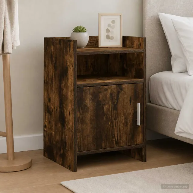 vidaXL Nachtkastjes 2 st Gerookt eiken 40 x 36 x 60 cm Bewerkt hout, foto 4