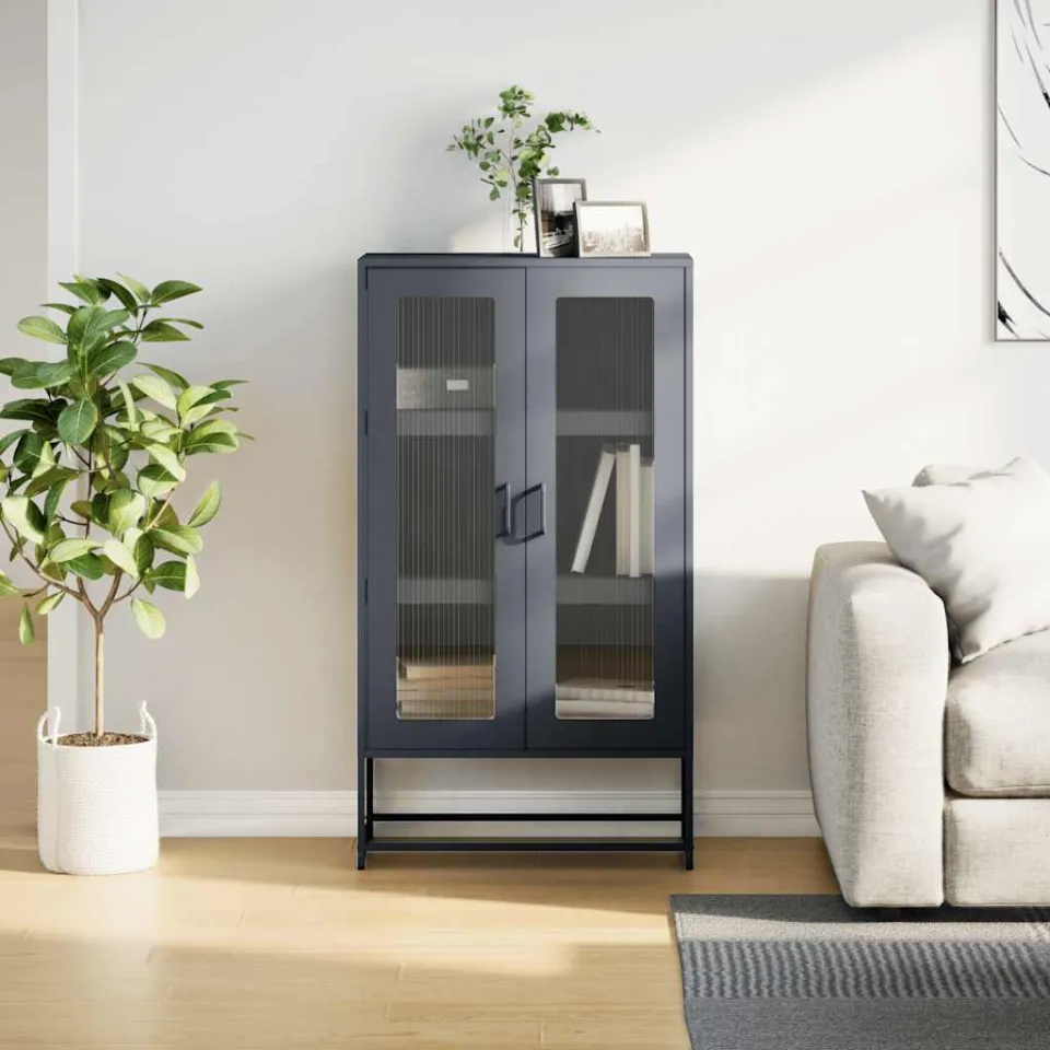 vidaXL Hoge kast 68x39x123 cm staal antracietkleurig, foto 3