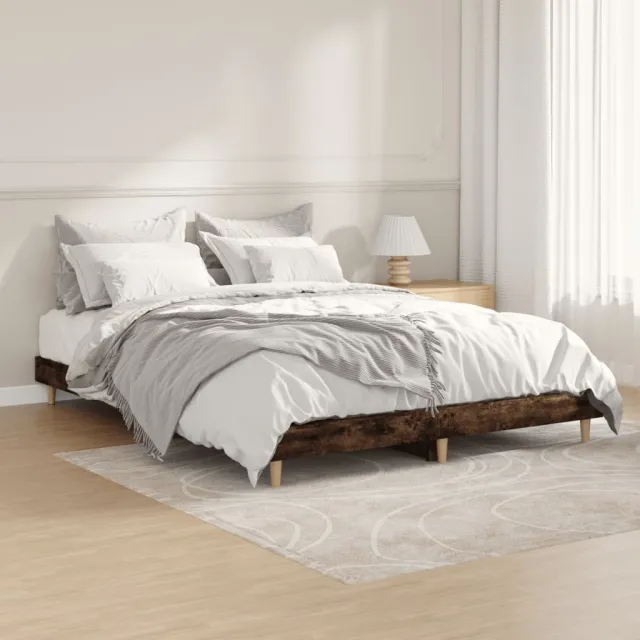 vidaXL Bedframe bewerkt hout gerookt eikenkleurig 135x190 cm