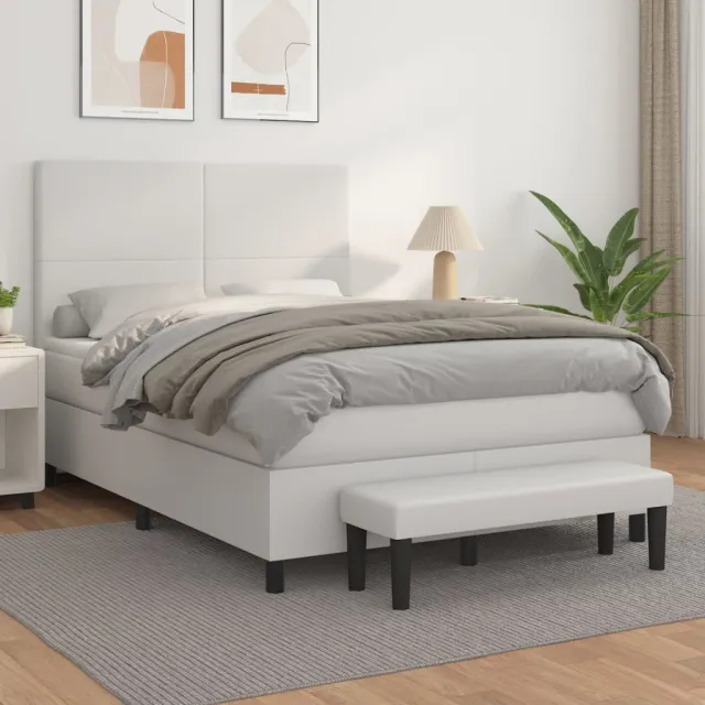 vidaXL Boxspring met matras kunstleer wit 140x190 cm