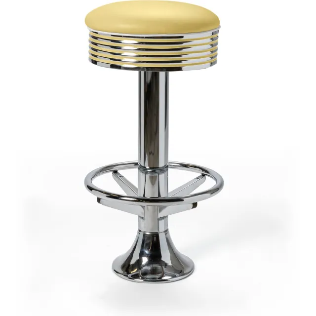 Bel Air Retro Barkruk BS-27 Footring Geel