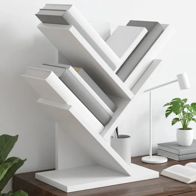 vidaXL Boomvormige boekenplank met 3 planken 30 x 18 x 40 cm Bewerkt hout Wit
