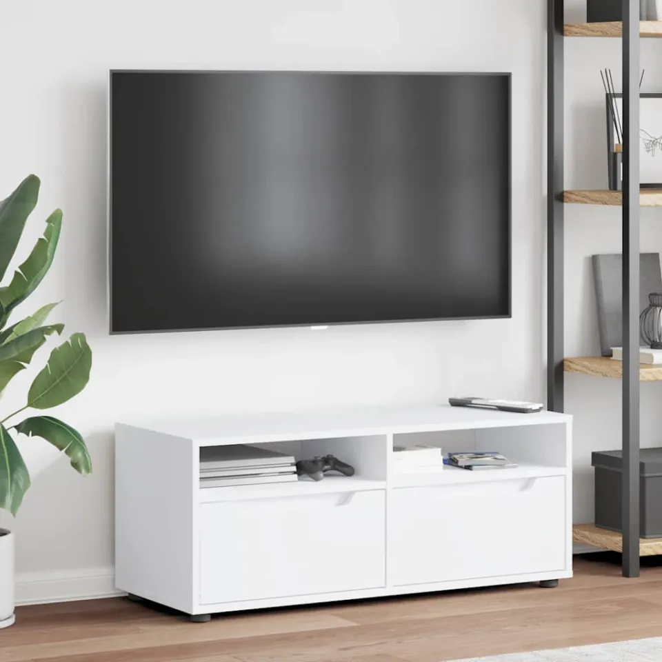 vidaXL Tv-meubel VISNES 100x40x38 cm bewerkt hout wit, foto 4
