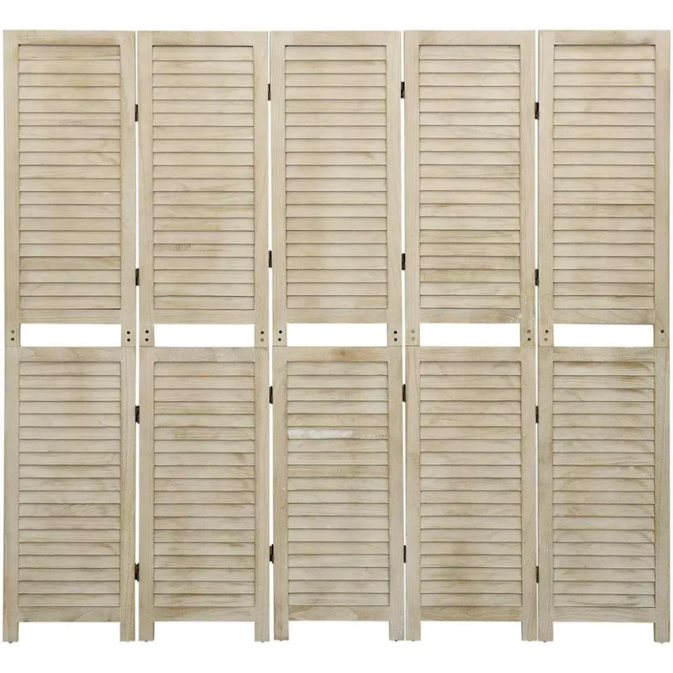 vidaXL Kamerscherm met 5 panelen 175x165 cm massief paulowniahout bruin, foto 3