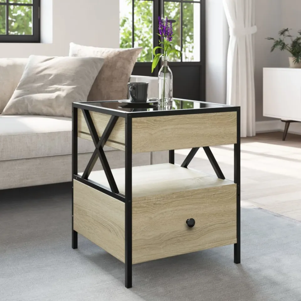vidaXL Salontafel met Infinity LED 40x40x51 cm sonoma eikenkleurig, foto 2