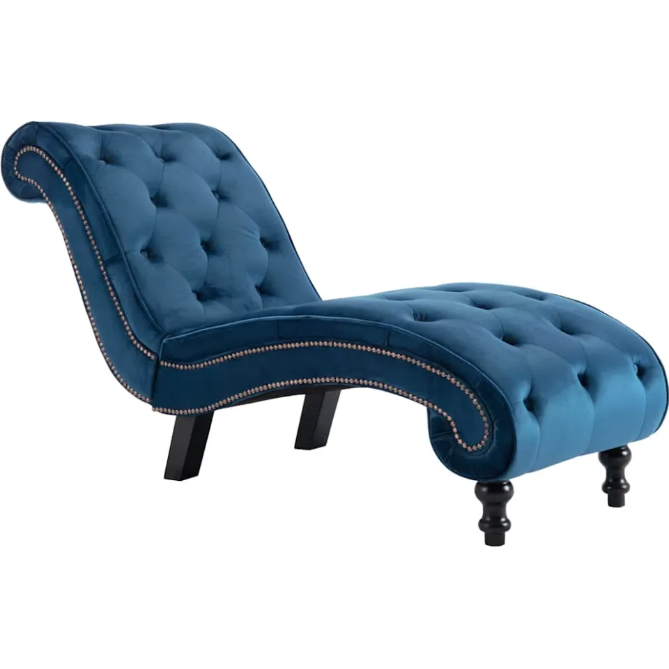 vidaXL Chaise longue fluweel blauw, foto 3