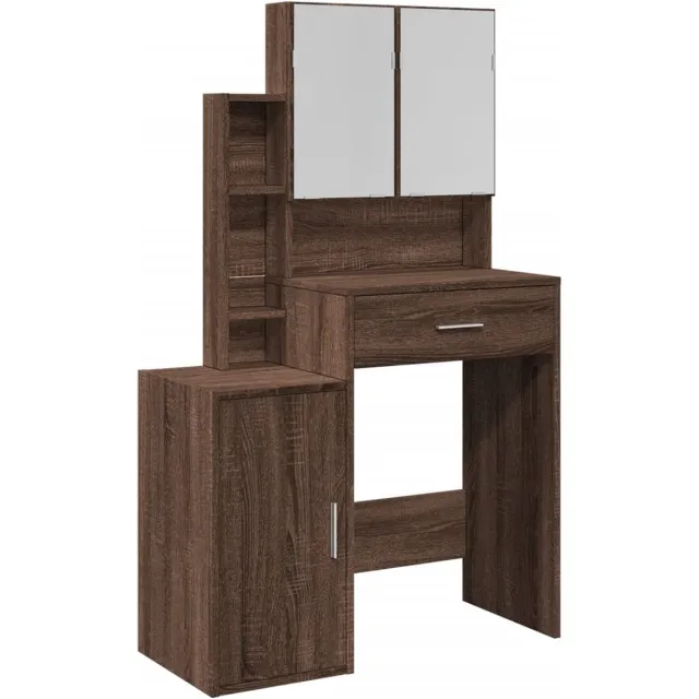 GranMaison Kaptafel met spiegel - Make up tafel - Make up - Toilettafel - Met lades - Bruin Eiken