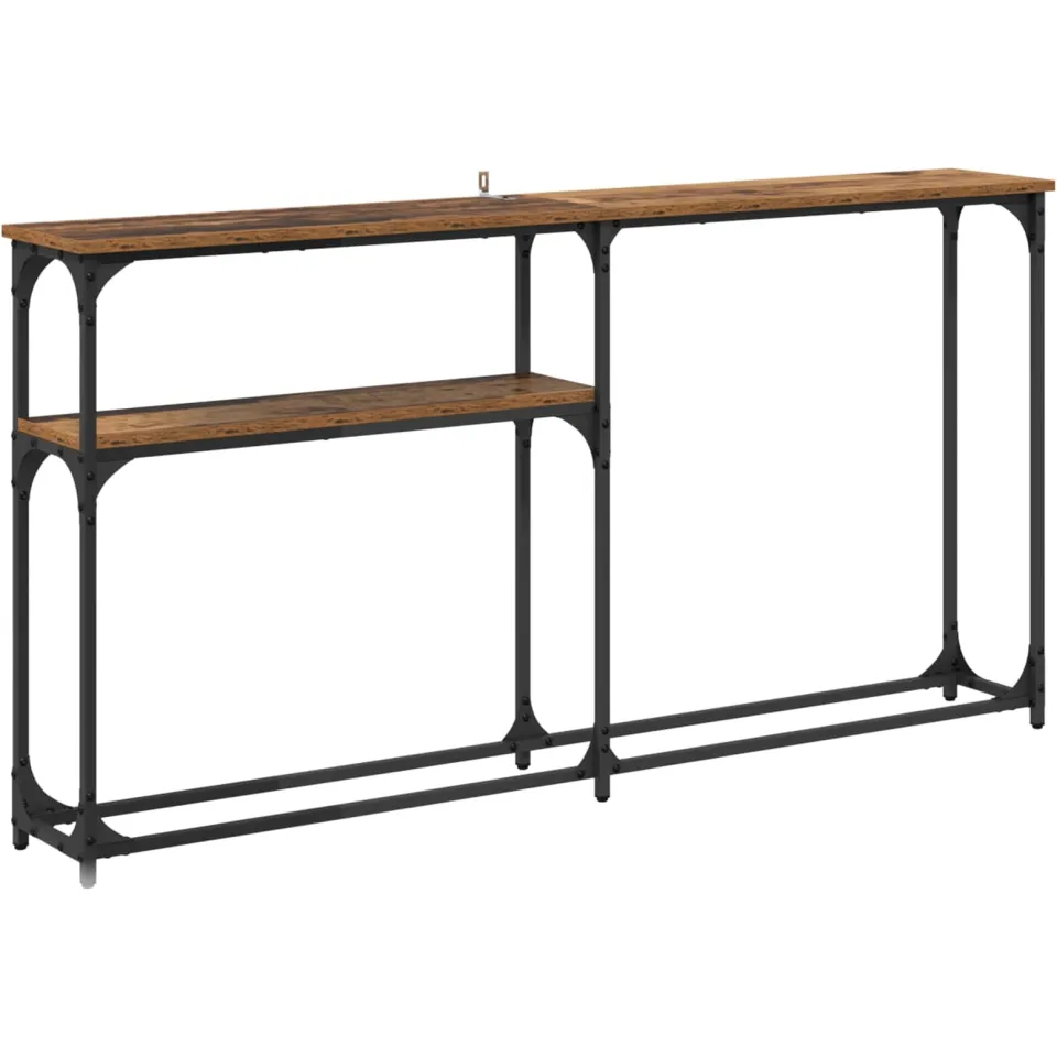 vidaXL Consoletafel Oud Hout 145 x 22,5 x 75 cm Bewerkt hout bruin, foto 3