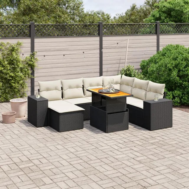 vidaXL 8-delige Loungeset met kussens poly rattan zwart, foto 2