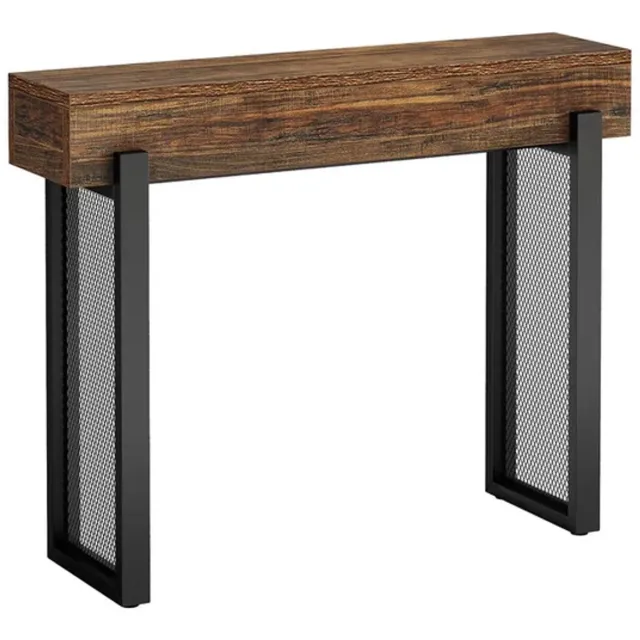 DMG Supply Consoletafel - Met Verborgen Opbergruimte - 105 x 30 x 80 cm - Bruin/Zwart - MDF en Metaal