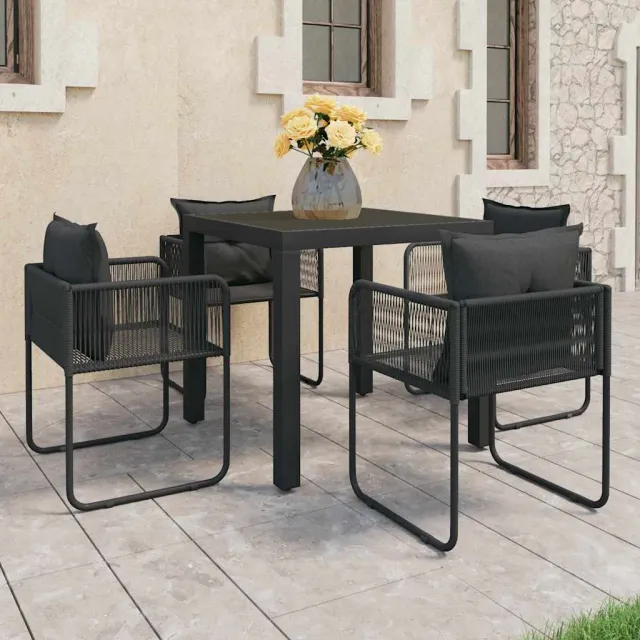 vidaXL 5-delige Tuinset PVC-rattan zwart, foto 2