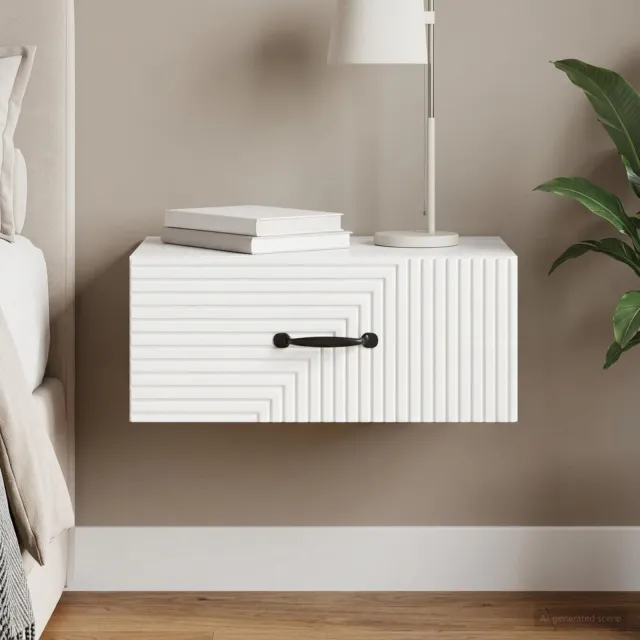 vidaXL Wandbeugel Bedkast Hoogglans Wit 49 x 34,5 x 20 cm Bewerkt hout, foto 2
