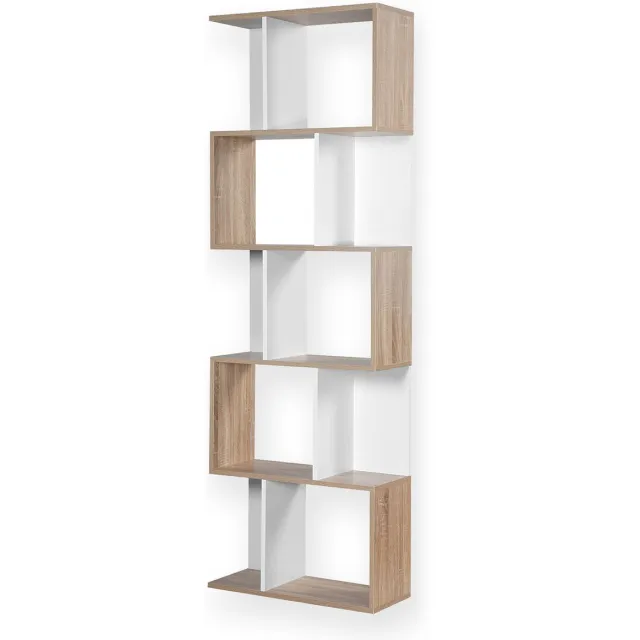 Casame CALICOSY - Multi shelf boekenkast in hout en wit decor 60x24x180cm Houtlook