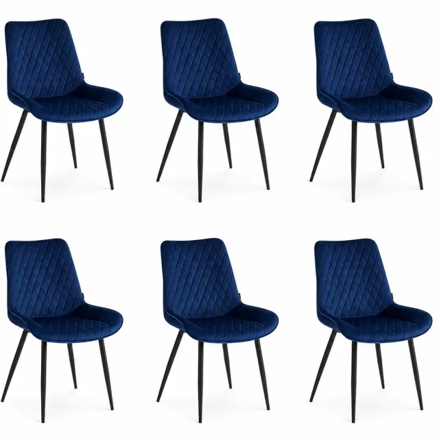 Colenis Adama Eetkamerstoel - Set Van 4 - Blauw - Fluweel - Velvet - Industrieel