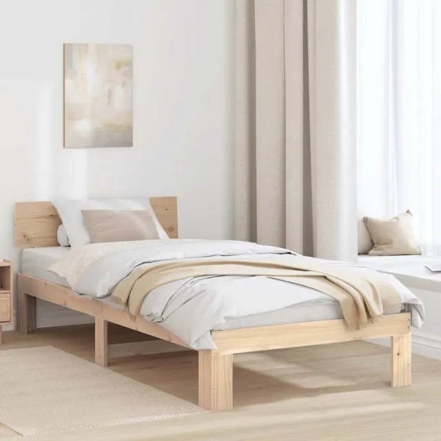 vidaXL Bedframe met hoofdeinde Naturel 100 x 200 cm Massief grenenhout Bruin