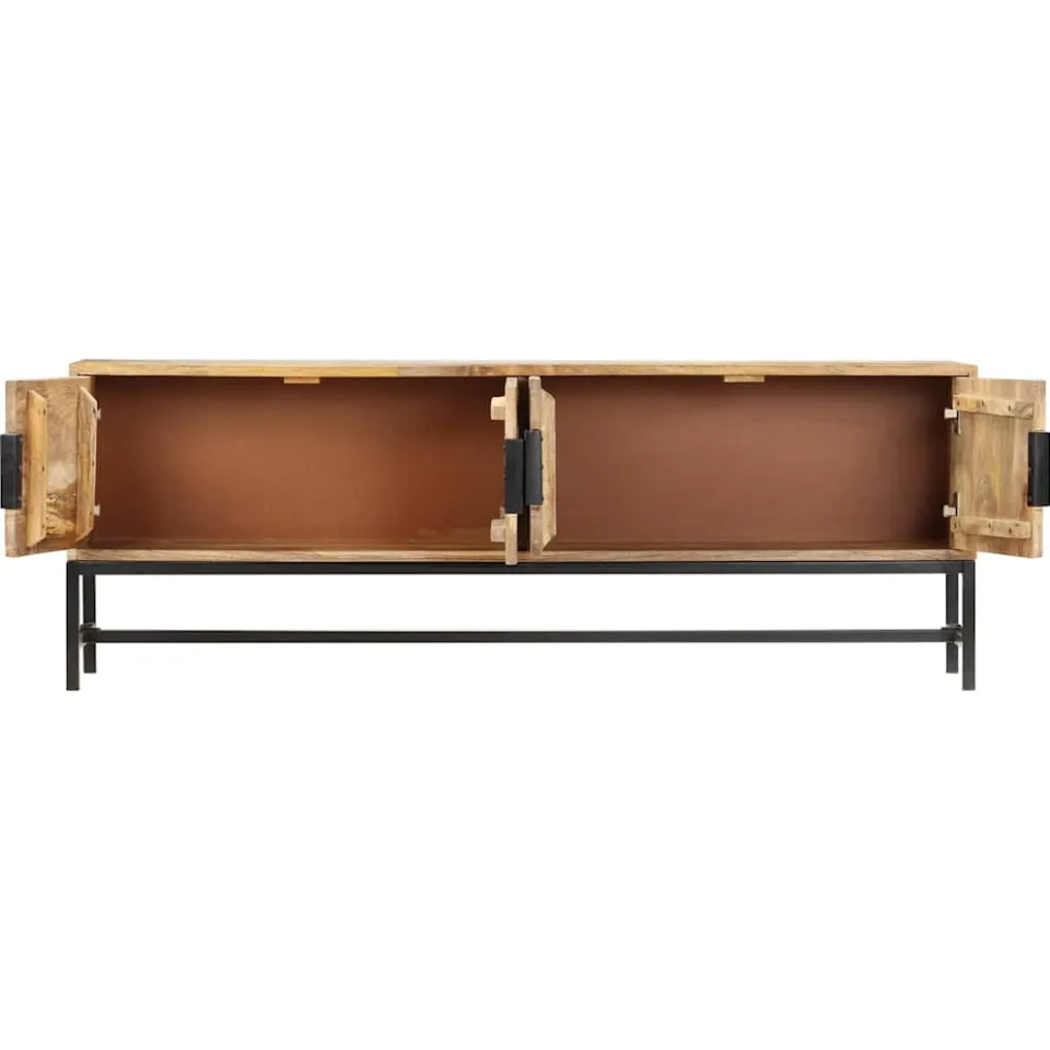 vidaXL Tv-meubel 140x30x50 cm massief mangohout bruin, foto 3