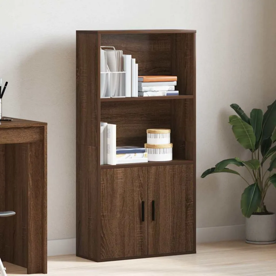 vidaXL Boekenkast 60x24x120 cm bewerkt hout bruin eikenkleurig, foto 2