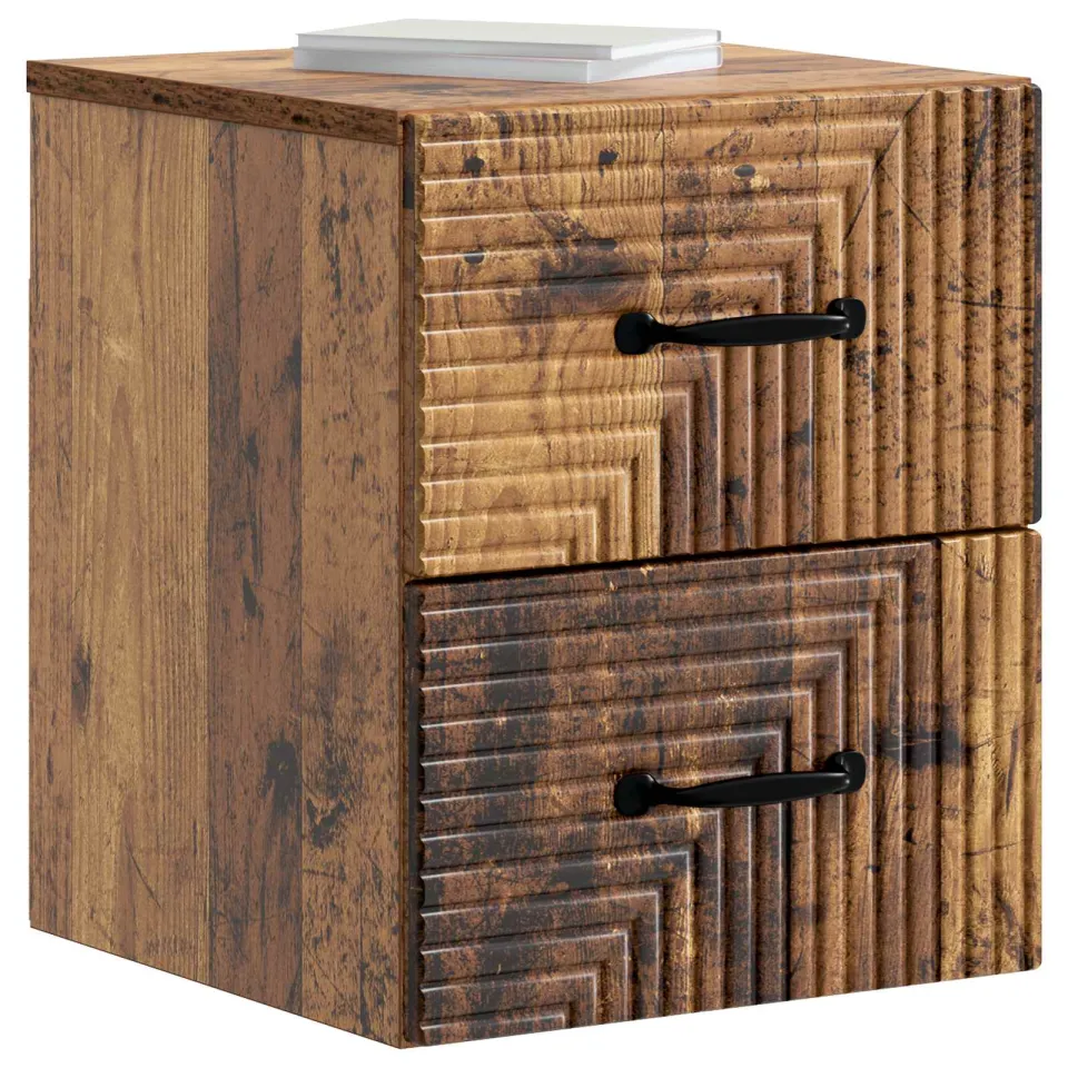 vidaXL Wandbeugel Bedkast 2 st Oud hout 34,5 x 33 x 40 cm Bewerkt hout Bruin