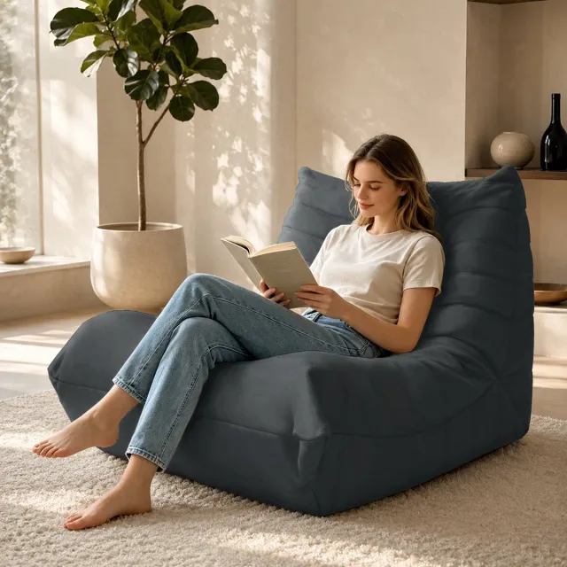 Welltin Fauteuil - Relaxstoel - Liegstoel - Ergonomisch bank - Comfortabele TV-stoel - Leesstoel - Geschikt voor de woonkamer, slaapkame - Grijs