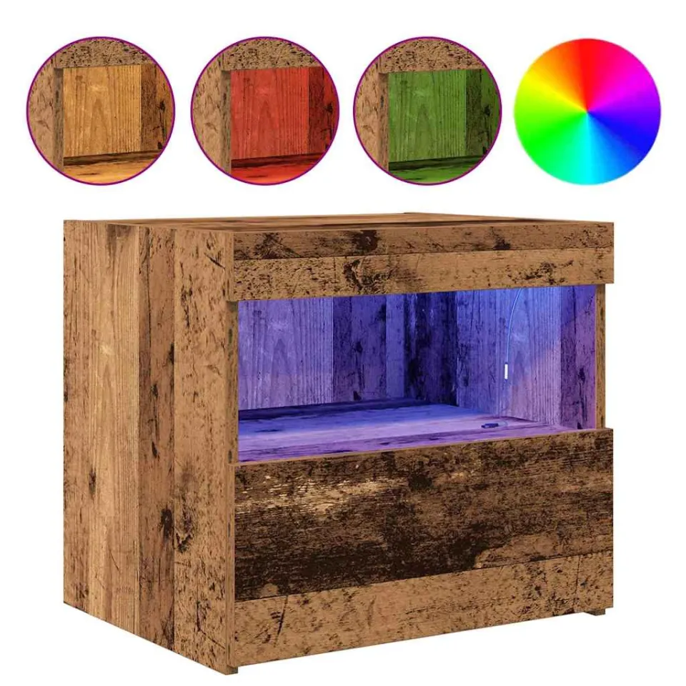 vidaXL Nachtkastje 2 st Oudhout 50 x 40 x 45 cm Bewerkt hout bruin, foto 3