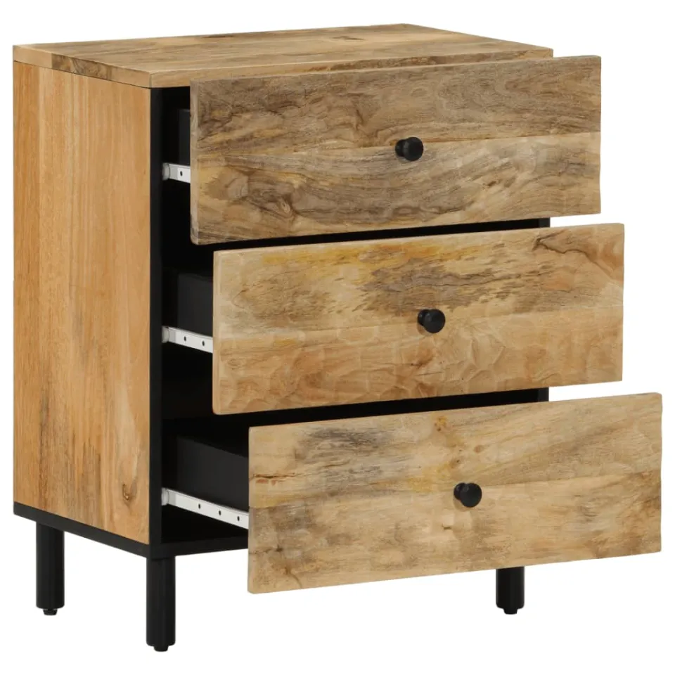vidaXL Nachtkastje 50x33x60 cm massief mangohout bruin, foto 2