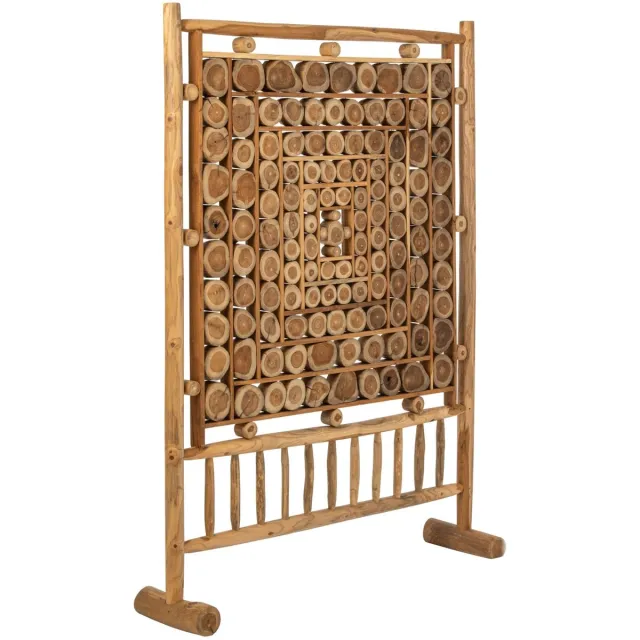 J-Line Kamerscherm met houten schijven - teakhout - naturel