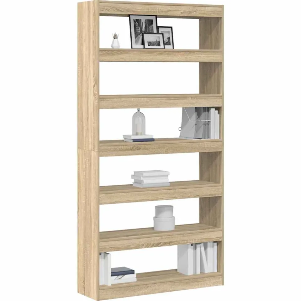 vidaXL Boekenkast 6-laags 100 x 30 x 198 cm Bewerkt hout Sonoma Eiken Bruin