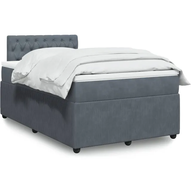 vidaXL Boxspring met matras fluweel donkergrijs 120x200 cm grijs