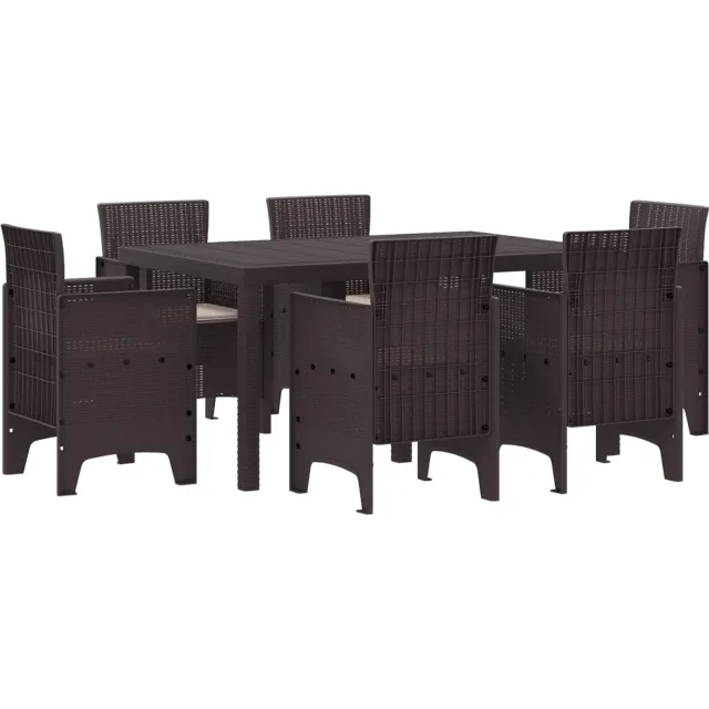 vidaXL Tuin Eetset 7 st Bruin Polt riet