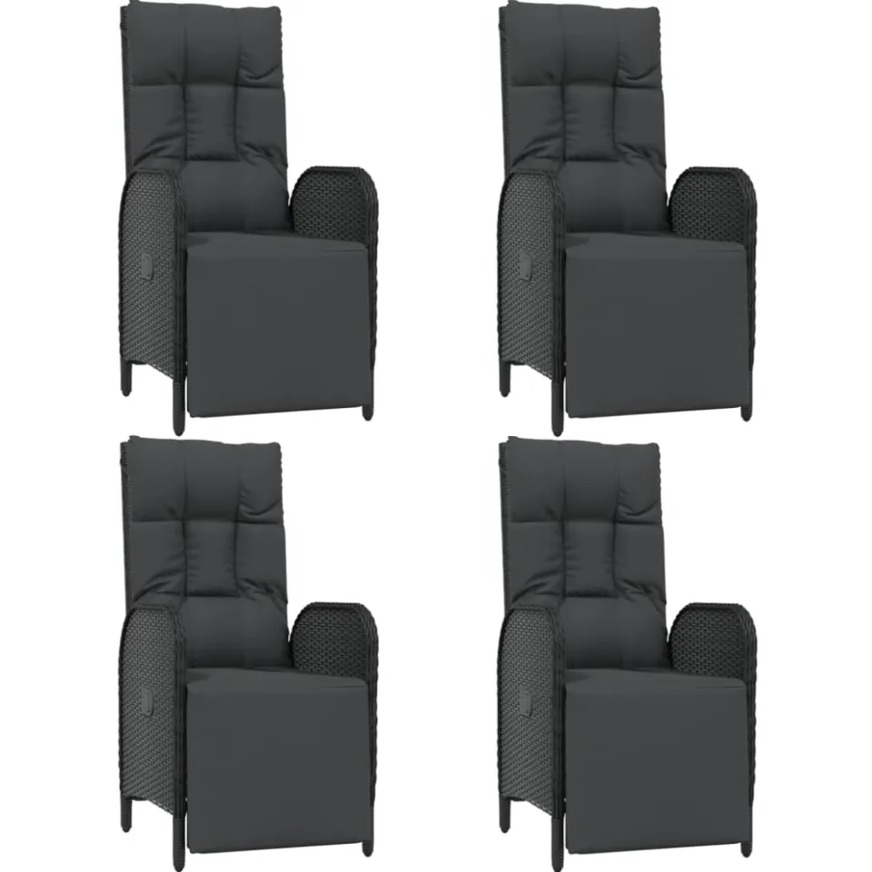 vidaXL 5-delige Tuinset met kussens poly rattan zwart, foto 3