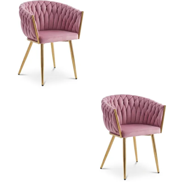 Oskar ORION Eetkamerstoelen – Set van 2 – Groen Velvet – Goudkleurige Metalen Poten – Comfortabele Gestoffeerde Zitting – Modern Design – Velvet Stoel voor Woonkamer, Keuken en Eetkamer – Max. 110 kg per Stoel