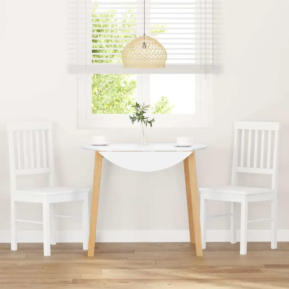 vidaXL Eetkamerstoelen 2 st massief hout rubber wit, foto 3