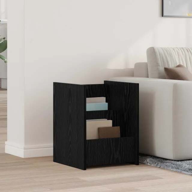 vidaXL Tijdschrift Rek Zwart Eiken 35 x 35 x 45 cm Bewerkt hout