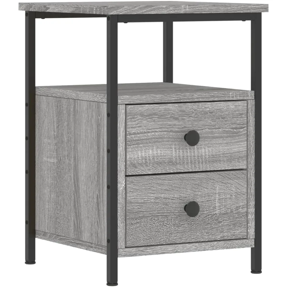 vidaXL Nachtkastje 34x35,5x50 cm bewerkt hout grijs sonoma, foto 3