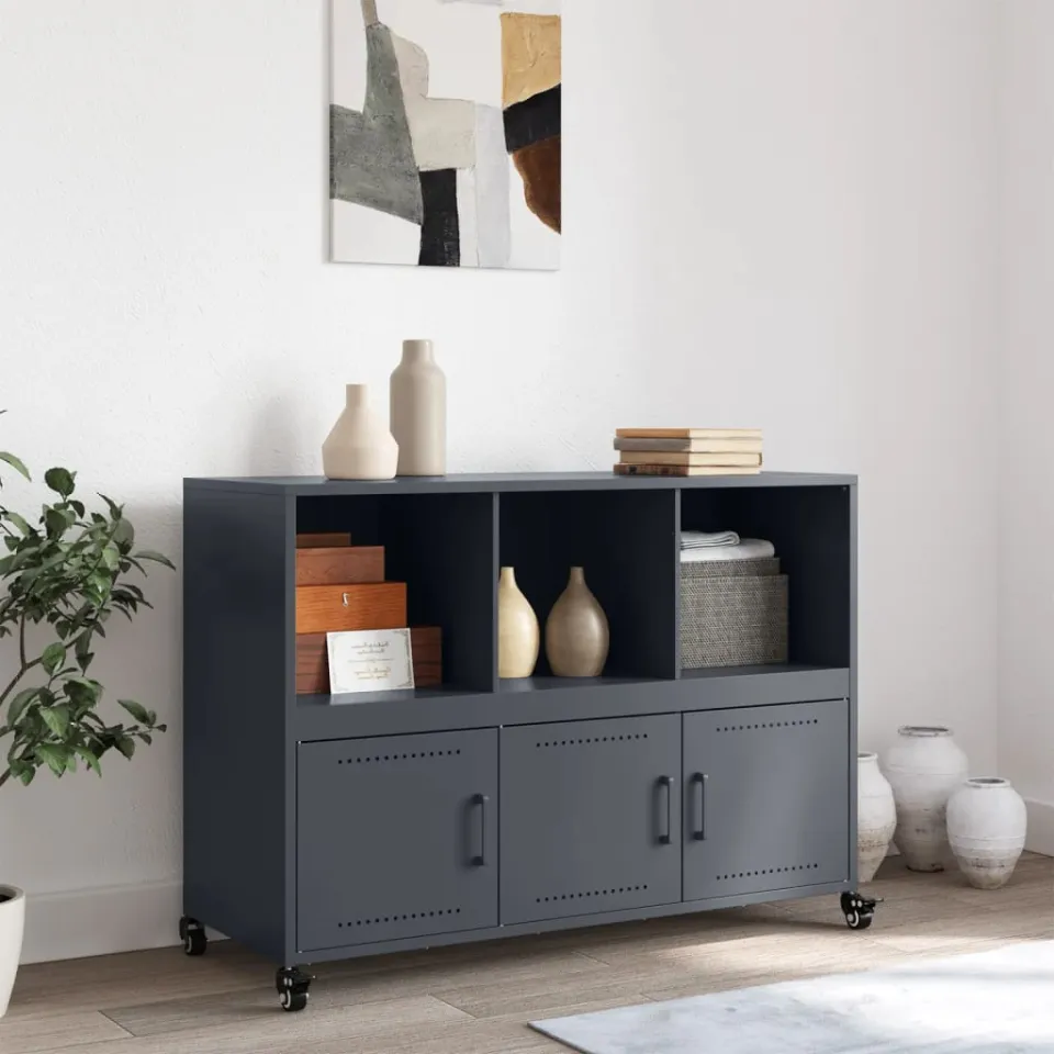 vidaXL Dressoir 100,5x39x72 cm staal zwart, foto 2
