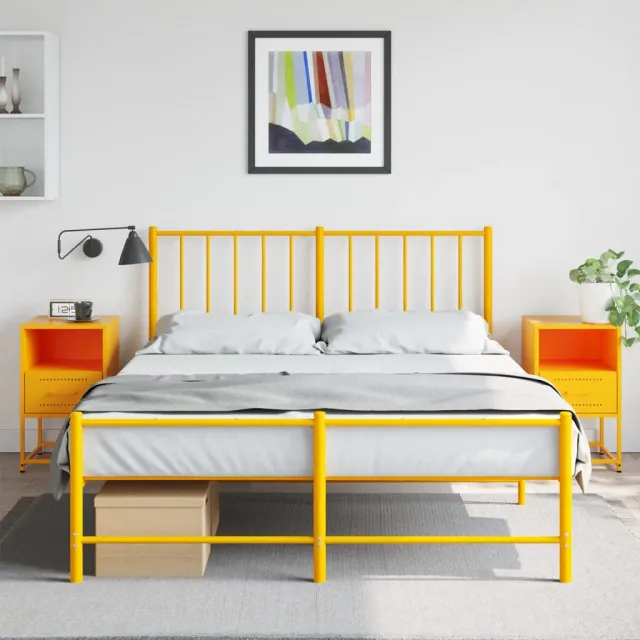 vidaXL Nachtkastjes 2 st 36x39x60,5 cm staal mosterdgeel