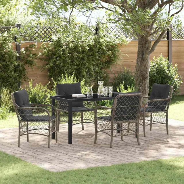 vidaXL Tuin eettafelset 5 st Grijs poly rattan, foto 2
