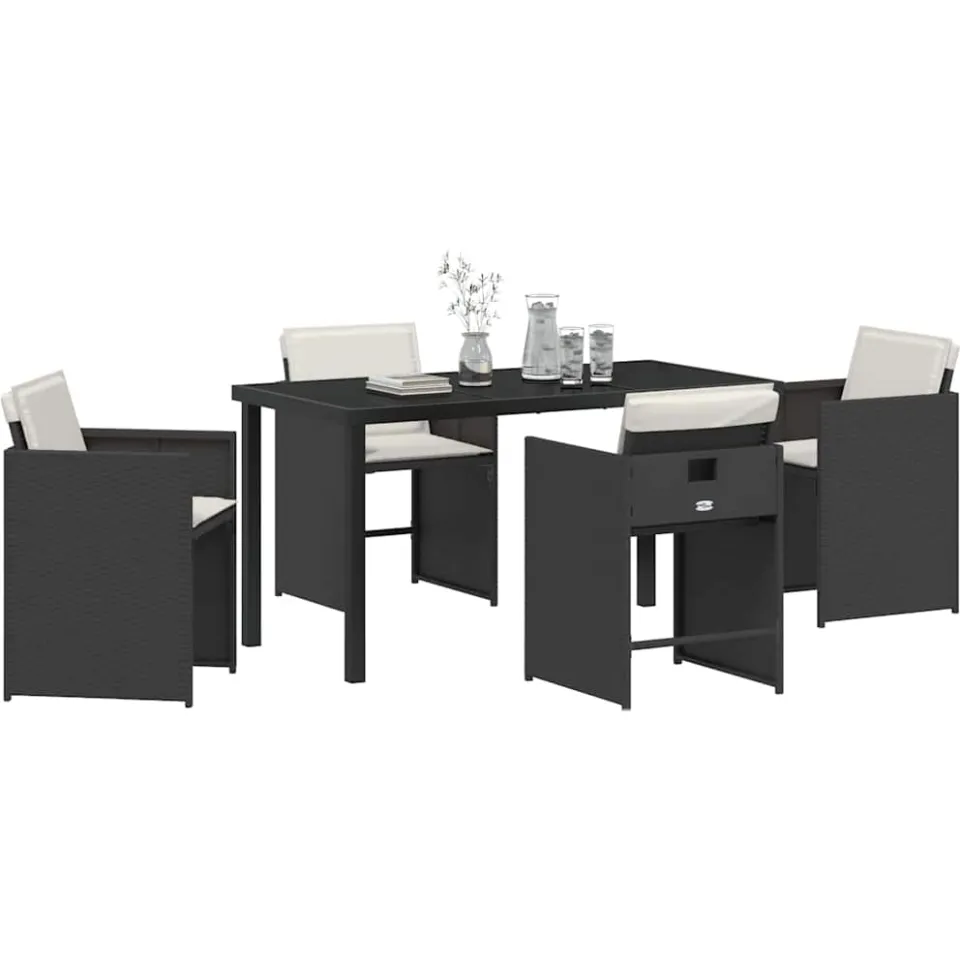 vidaXL Tuin eettafelset 5 st Zwart poly rattan
