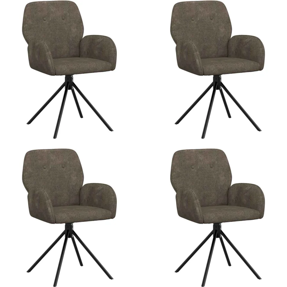 vidaXL Draai Eetstoelen 4 st Nep Suede Leer Donkergrijs, foto 3