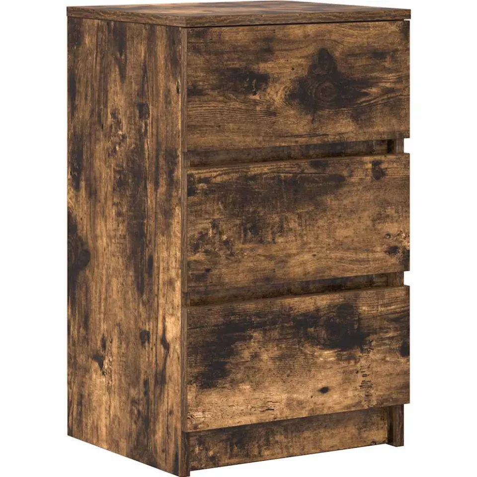 vidaXL Nachtkastje met 3 lades 39x35x65 cm gerookt eikenkleurig Bruin