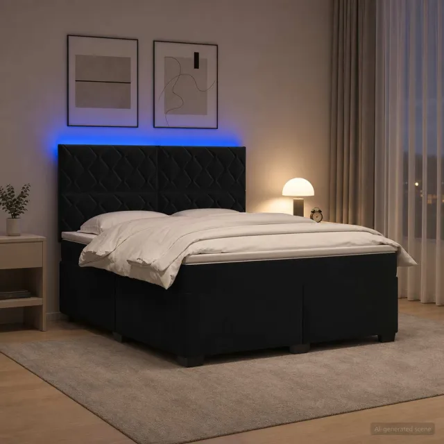 vidaXL Boxspringbed met matras Zwart 140 x 190 cm Fluweel