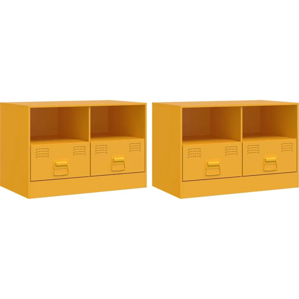 vidaXL Tv-meubelen 2 st 67x39x44 cm staal mosterdgeel, foto 3