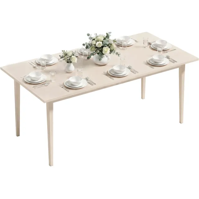 Homcom Dining Table-Spanplatte-180L x 90B x 75H cm-Cremeweiß Crèmewit
