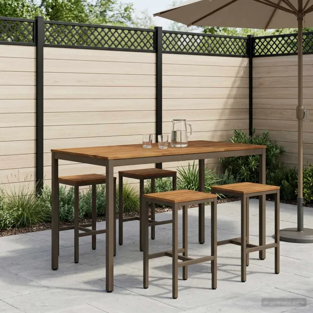 vidaXL Tuinbar Tafel NAARDEN Natuurlijk en Koffie 147 x 88,5 x 105 cm bruin, foto 2